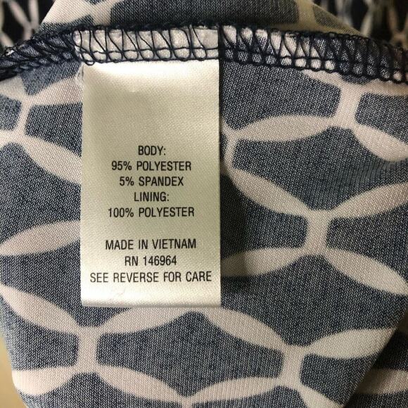 Signature by Robbie Bee Navy Blue Hot Pink White Patterned Work Dress Medium - Picture 4 of 5